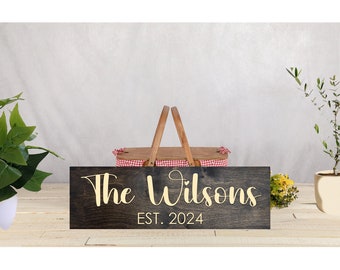 Personalized Family Name Sign, Last Name Sign, Established Custom Wood Housewarming Gift, Wedding Anniversary Present, Wedding Gift