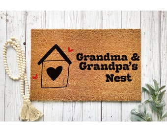 Custom Doormat Grandma & Grandpa's Nest Gift for Nana Papa Mother's Day Father's Day Fathers Day Mothers Day Gift for Grandma Welcome 5186