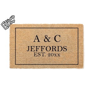 Custom Doormat Initials & Last Name Welcome Mat Personalized Gift Apartment Our First Home Outdoor Doormats Realtor Huge Rug Outside 5297
