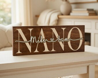 Personalized Grandparent Name Sign, Custom Wood Sign For Nana, Unique Grandparents Gift, Mothers Day Present, Gift From Grandkids