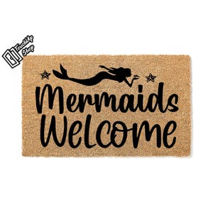 Doormat Mermaids Welcome Welcome Mat House Warming Porch Decor First Home Engagement Gift Gifts For Her Moving Gift Unique Gift 6106**