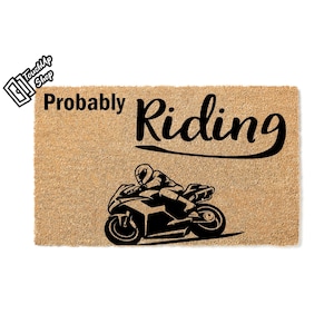 Doormat Probably Riding Motorcycle Dirt Bike Gift for Dad Welcome Mat Funny Doormat House Warming Front Door Funny Mat Housewarming 5032**