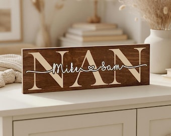 Personalized Nan Gift Sign, Mother's Day Gift For Grandma, Custom Wooden Sign, Birthday Present, Grandchildren From Kids