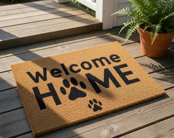 Felpudo de bienvenida a casa, felpudo para amantes de las mascotas para inauguración de casa, regalo nuevo, cierre de venta.