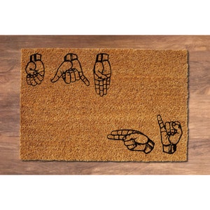 ASL Hi, Bye Doormat | Custom Doormat | Outside Doormat | ASL Doormat | | Welcome Doormat 5116**