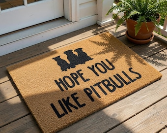 Pitbull Doormat, Funny Welcome Mat for Dog Lovers, Coir Entrance Housewarming New Home