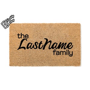 Custom Doormat Last Name Family Welcome Mat Personalized Gift First Home Wedding Shower Unique Gift Front Welcome Mat Coir Wedding Gift 5260