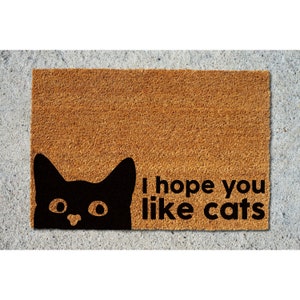 Felpudo "Espero que te gusten los gatos", felpudo de bienvenida, regalo único, regalo de cierre, regalo de inauguración de la casa, felpudo divertido para exteriores, decoración para exteriores 5191**
