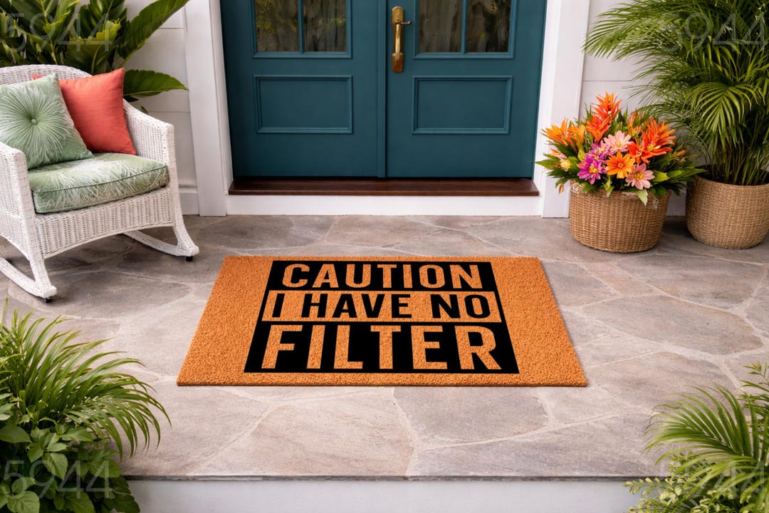 Caution I Have No Filter Doormat, Welcome Mat, Funny Gift for Birthday ...