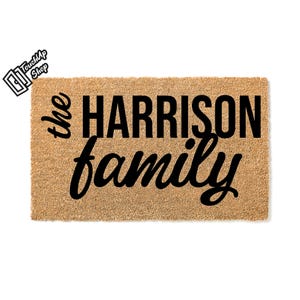 Custom Doormat The Family Welcome Mat Personalized Gift Front Doormat Last Name Realtor Welcome Doormat Bridal Shower Moving Gift 5283