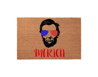 Paillasson patriotique, paillassons rigolos, tapis de bienvenue, décoration 4 juillet, paillasson USA, tapis fête de l'indépendance, paillasson 4 juillet