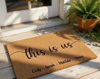 Felpudo de bienvenida personalizado de This Is Us, felpudo de fibra de coco para inauguración de casa, regalo de cierre de nueva vivienda