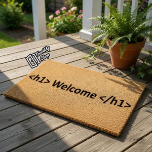 Welcome Mat, Coir Doormat for Housewarming New Home Gift, Funny Coding Programmer Tech