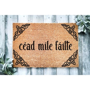 Doormat céad míle fáilte cead mile failte Alfombra de bienvenida irlandesa escocesa Alfombra de puerta divertida Alfombra de puerta Porche delantero Regalo en movimiento Regalo de cierre 5424**