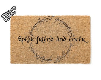 Doormat Doormat Speak Friend and Enter Welcome Mat Funny Doormat New Home Gift Funny Gift 5048**