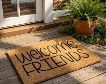Welcome Friends Coir Doormat, Mat for Housewarming New Home Closing Gift