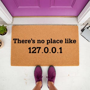 Programmer Humor 127.0.0.1 Doormat - Geeky Tech Welcome Mat