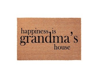 Happiness Is Grandmas House Welcome Mat, Front Porch, Mothers Day
