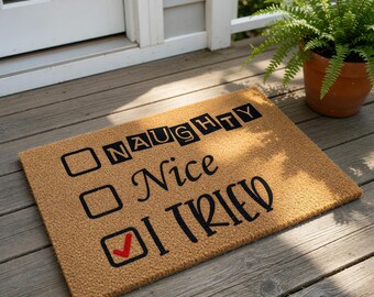 Funny Christmas Welcome Mat, Coir Doormat for Holiday Gift