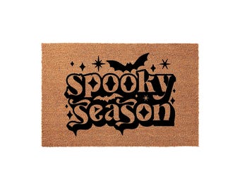 Spooky Season Halloween Doormat, Bat Welcome, Fall Front Porch Coir Outdoor