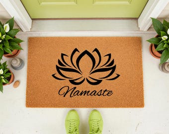 Namaste Lotus Flower Doormat - Zen Yoga Entryway Decor
