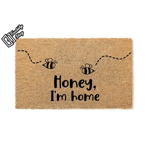 Doormat Honey, I&#39;m Home Welcome Mat Monogram Mat Gifts For Her Welcome Doormat New Homeowner First House Porch Decor Funny Gifts 5832**