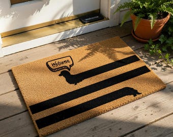 Dachshund Welcome Mat, Coir Doormat for Housewarming New Home Gift, Funny Dog Lover Doorway