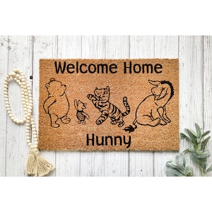 Felpudo de bienvenida con diseño de Hunny Winne the Pooh, divertido felpudo para puerta de entrada, regalo para nuevos propietarios, bonito felpudo 5342**