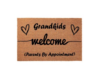 Grandkids Welcome Doormat, Funny Grandparents Gift, Personalized Welcome Mat, Housewarming Present, Door Mat For Grandma, Coir Rug