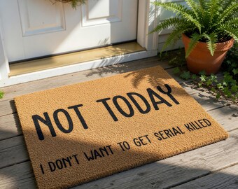 Funny Welcome Mat, Coir Doormat with Not Today Saying for Anniversary Valentine's Day Gift