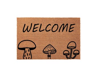 Mushroom Welcome Doormat - Nature Inspired Front Door Decor
