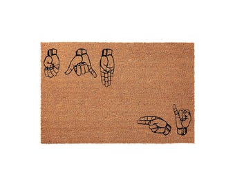 Custom Name ASL Sign Language Doormat - Personalized Welcome Mat
