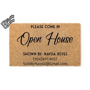 Custom Doormat Open House Real Estate Doormat Realtor Key Closing Gift From Realtor To My Open House Personalized Gift for Realtor  5310