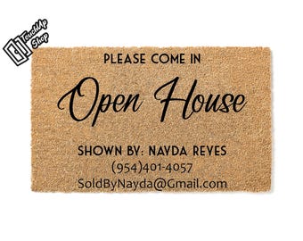 Custom Doormat Open House Real Estate Doormat Realtor Key Closing Gift From Realtor To My Open House Personalized Gift for Realtor  5310
