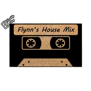 Custom Doormat Mixtape Welcome Mat Personalized Gift Birthday Gift For Couples Last Name EST Realtor Door Mat Doormats Realtor Closing 5292