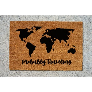 Felpudo de bienvenida para viajeros, divertido felpudo para puerta de entrada, felpudo para exteriores, regalo para el hogar y exteriores 5313**