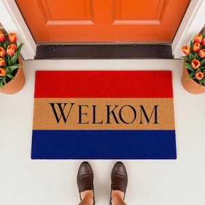 Welkom Dutch Flag Doormat - Personalized Netherlands Welcome Mat
