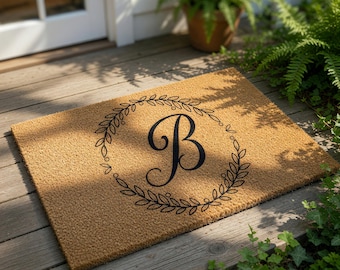 Personalized Monogram Welcome Mat, Coir Doormat for Wedding Gift, Anniversary New Home Closing