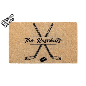 Custom Doormat Hockey Family Name Welcome Mat Personalized Gift Couples Gift Door Mat Funny Wedding Gift Last Name Sign Closing Gift 5470