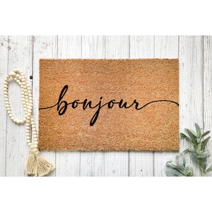 Capacho Bonjour Capacho Francês Capacho de Boas-vindas Capacho Engraçado Capacho de Porta Presente de Fechamento Capacho Bonito Decoração de Casa Tapete Engraçado Tapete Presente de Mudança 5269**