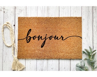 Doormat Bonjour Doormat French  Welcome Mat Funny Doormat Door Mat Closing Gift Cute Doormat Home Decor Funny Mat Rug Moving Gift 5269**