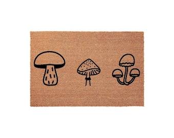Mushroom Welcome Mat, Coir Doormat for Housewarming, New Home Gift, Nature Lover Front Door
