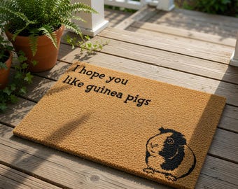 Guinea Pig Welcome Mat, Coir Doormat for Housewarming Gift, Funny Pet Lover Front Door