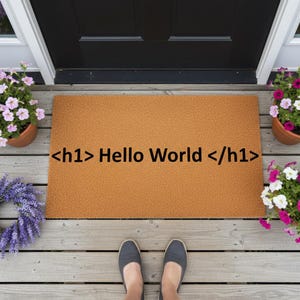 HTML Hello World Doormat - Nerd Welcome Mat, Moving Gift 5013  Christmas Gift