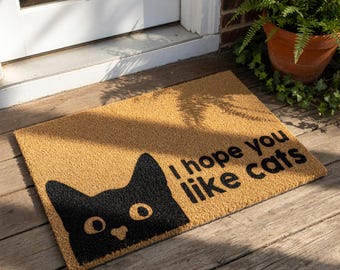 I Hope You Like Cats Welcome Mat, Funny Coir Doormat for Housewarming New Home Gift