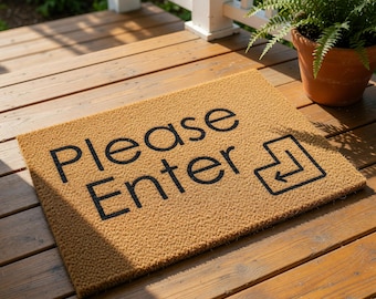 Please Enter Welcome Mat, Coir Doormat for Housewarming, New Home Closing Gift, Anniversary