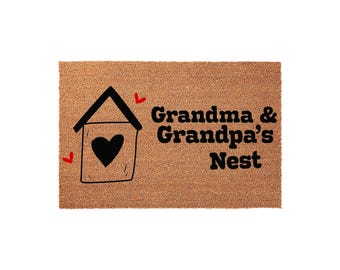 Grandma and Grandpa's Nest Doormat - Personalized Grandparents Welcome Mat