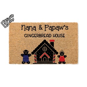 Custom Doormat Nana & Papaw&#39;s Gingerbread House Christmas Doormat Gift for Grandma Christmas for Nana Christmas Gift Welcome Mat Merry 5159