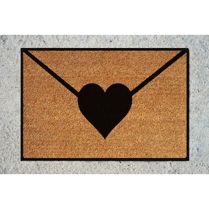 Felpudo con forma de corazón, sobre, decoración de San Valentín, felpudo de bienvenida, regalo divertido, felpudo de amor para exteriores, regalo de mudanza, regalo de San Valentín para esposa 5151**