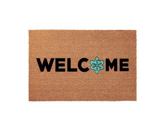 Welcome Mat, Coir Doormat for Christmas, Snowflake Winter Holiday Front Door
